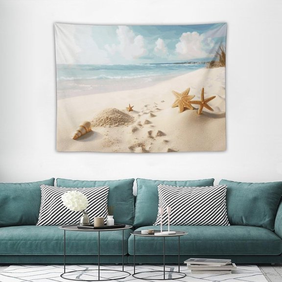 Beach Theme Wall Tapestry Boho Vertical Wall Hanging Polyester 3040 Inch Includes 3 Hangers & 2 Clips for Living Room Bedroom