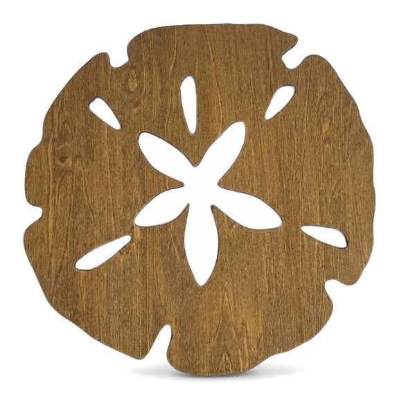 Beach Theme Wooden Sand Dollar Wall Decor – Round Coastal Hanging Art for Home