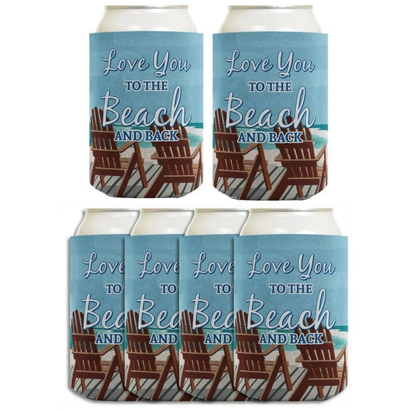 Beach Themed Gifts Love You to the Beach and Back Coolie 6-Pack Can Drink Sleeves