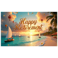 thumbnail image 1 of Beach Themed Happy Retirement Banner with Sailing Boats Balloons and Stars Party Decoration Backdrop for Retirement Parties Photo Shoots and Celebration Events, 1 of 7