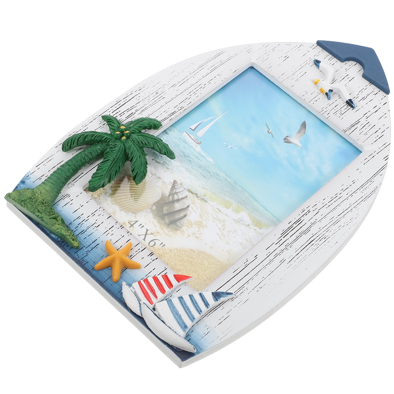 Qiysamall Beach Themed Picture Frame Wooden Photo Frame Holder