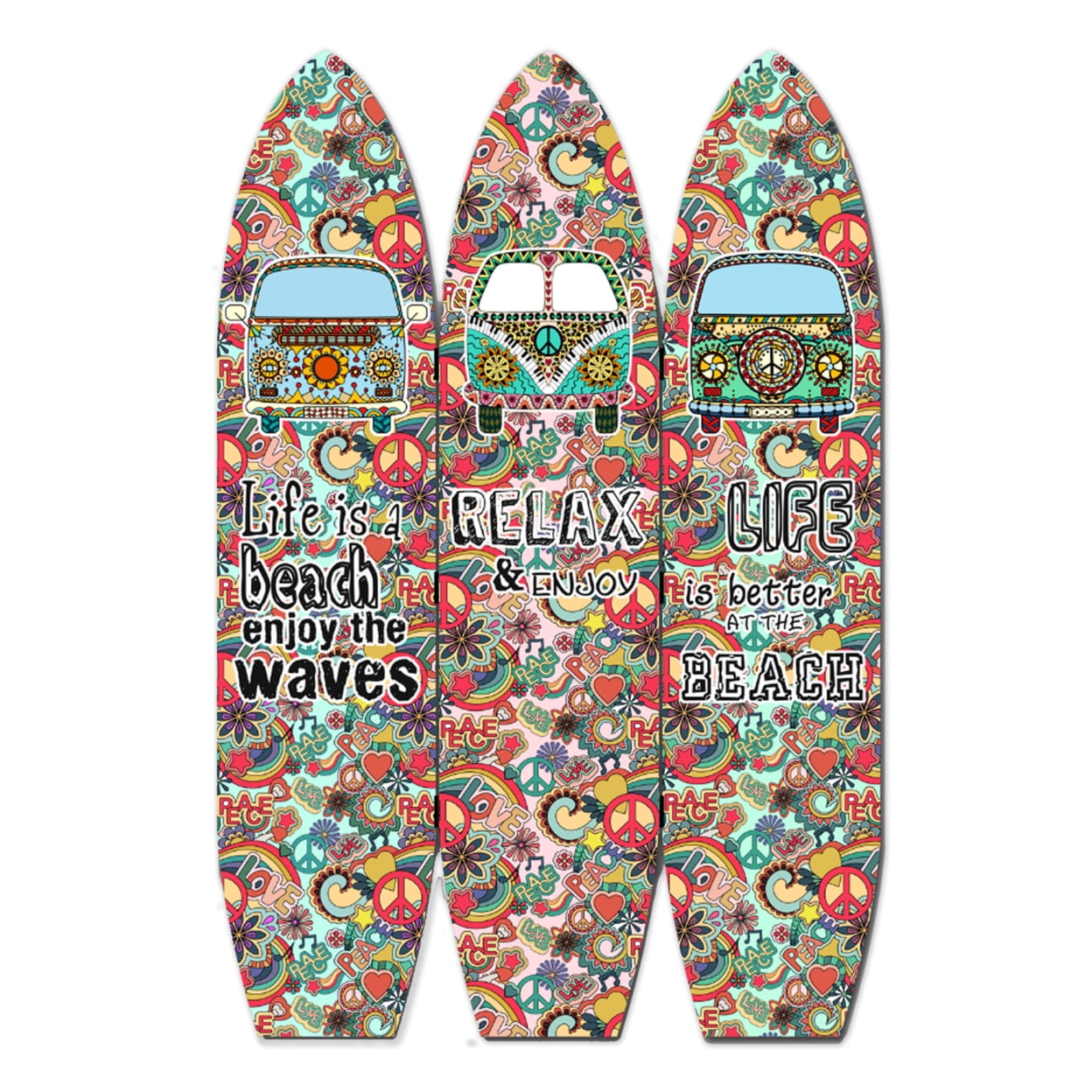Beach Themed Surfboard Shaped 3 Panel Room Divider Multicolor - Walmart.com