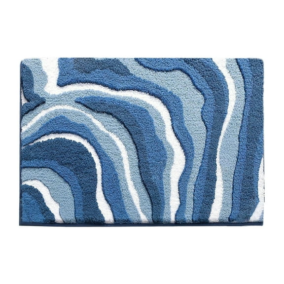 Beach-Themed Ultra-Thick Bath Mat, Wave Sand Shell Bathroom Rugs with Non-Slip Backing, Absorbent Microfiber Starfish Bath Rug, Machine Washable Bath Mats for Home Decor 15.7 x 23.6 In