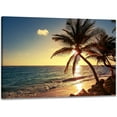thumbnail image 1 of Beach Themed Wall Art Sunset at Blue Ocean Prints Canvas Tropical Palm Tree Pictures Artwork for Bathroom Framed Ready to Hang12x16inches, 1 of 6