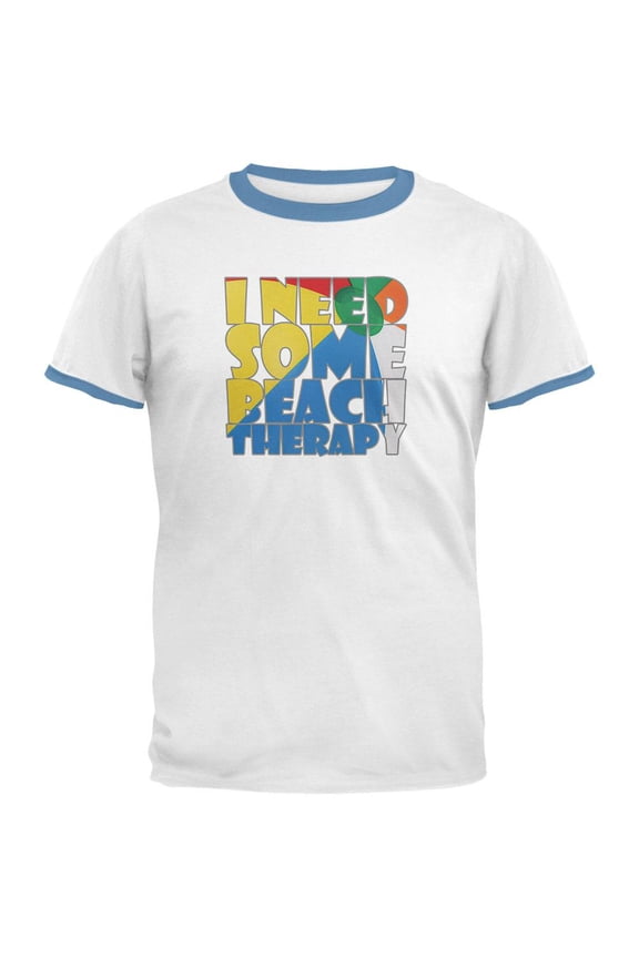 Beach Therapy Mens Ringer T Shirt White-Sky LG