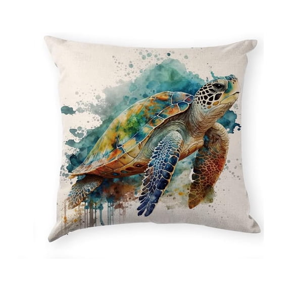 Beach Throw Pillow Covers 18x18, Ocean Themed Sea Turtle Seahorse Octopus Jellyfish Pillow Covers for Couch Sofa Bed Home Decor Square Coastal Pillowcase Outdoor Patio Furniture Cushion Cases