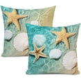thumbnail image 1 of Beach Throw Pillow Covers Sea Home Decor 18x18 Inch, Coastal Decorative Pillowcase Soft Cushion for Bed Sofa Couch, 2 Sets, 1 of 2