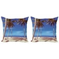 thumbnail image 1 of Ambesonne Summer Throw Pillow Cover 2 Pack, Ocean Palms Warm Beach, 16", Navy Cream Green, 1 of 6