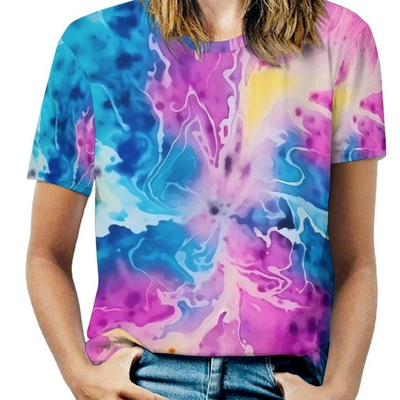 Beach Tie Dye Dreams Twist T-Shirts Red And Black Streetwear T-Shirt Women Short Sleeves Big Size Tees Graphic Tops Gift