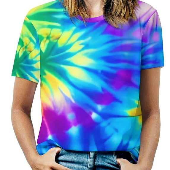 Beach Tie Dye Dreams Twist T-Shirts Red And Black Streetwear T-Shirt Women Short Sleeves Big Size Tees Graphic Tops Gift