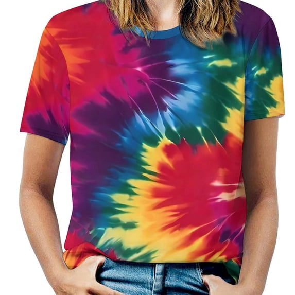 Beach Tie Dye Dreams Twist T-Shirts Red And Black Streetwear T-Shirt Women Short Sleeves Big Size Tees Graphic Tops Gift