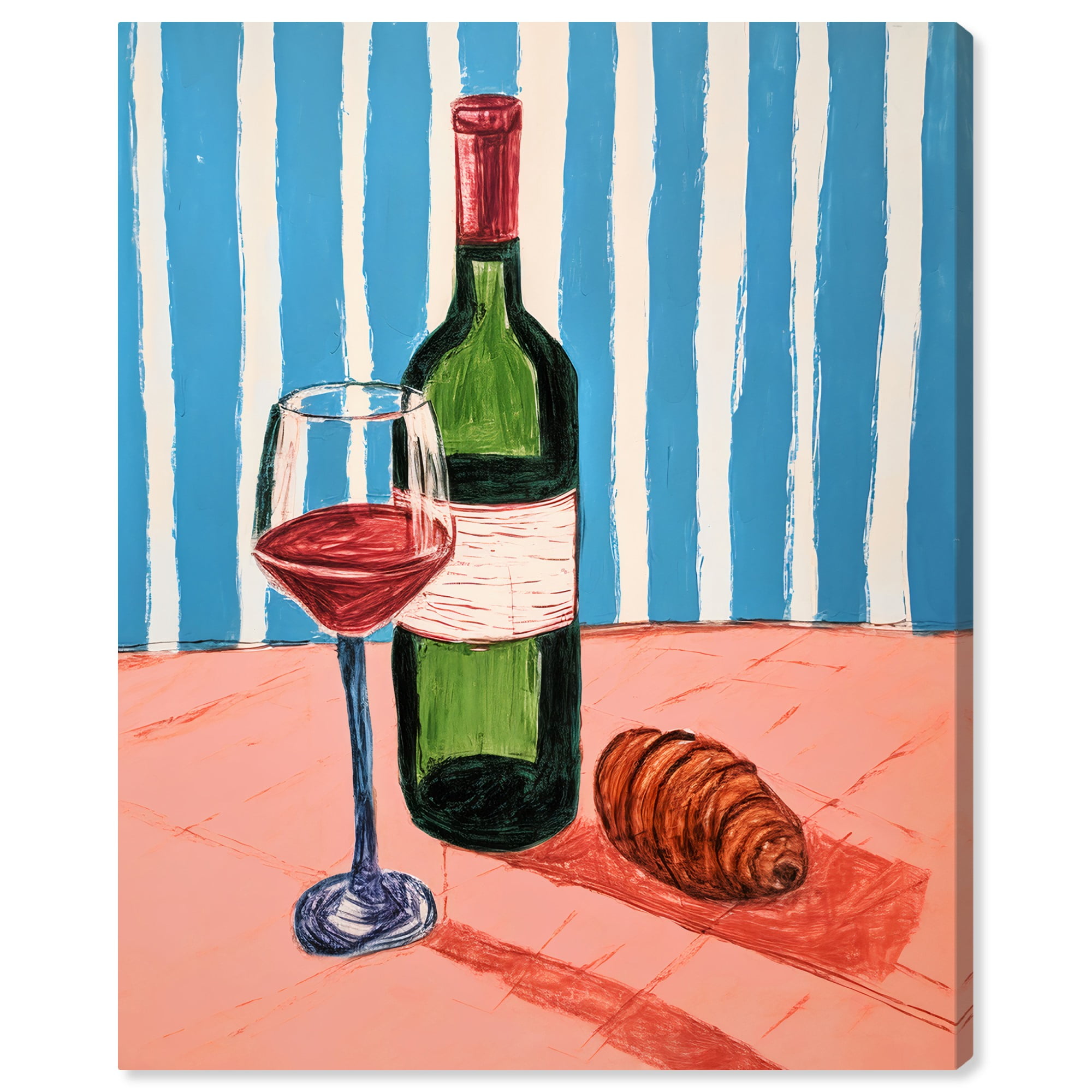 Beach Time Drink Blue and Red Canvas Art Print