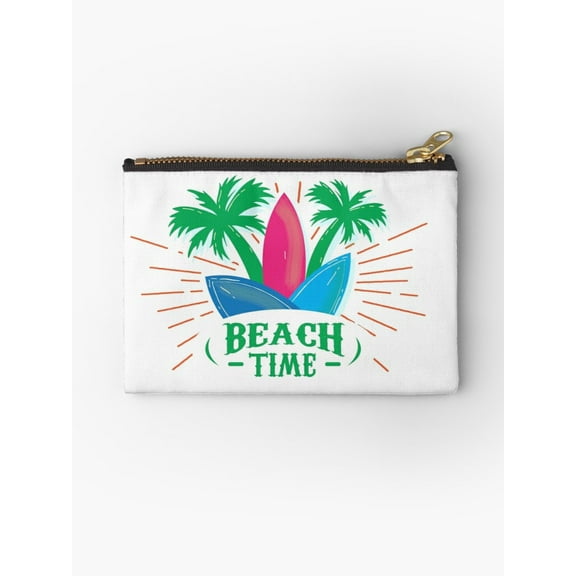 Beach Time with Palm Trees Studio Pouch Bag Organizer for Phone, Pencils, Sunglasses, Cosmetics, Toiletries, Travel documents by Cozy Bear (9.5 x 6in)