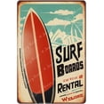 thumbnail image 1 of Beach Tin Sign, Surfboard Rental Vintage Metal Signs, Funny Coffee Bar Signs, Man Cave Decor, Night Club Wall Decor, Pub Wall Art, Beach Related Gifts For Women 12x16 Inches, 1 of 6
