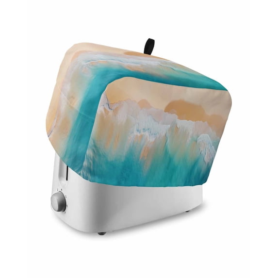 Beach Toaster Cover 2 Slice, Summer Holiday Ocean Sea Sand Waves Bread Maker Cover Toaster Dust Cover with Pockets, Dust-Proof Cover for Kitchen Small Appliance 12x7.5x8in