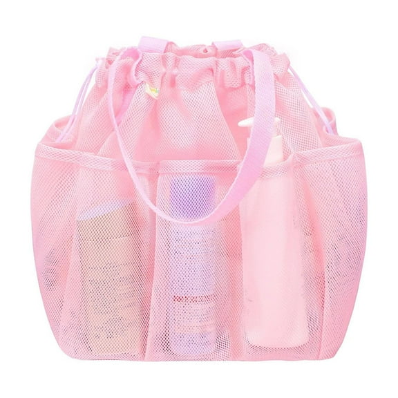 Beach Toiletries Drawstring Mesh Bag Double Handle Shower Storage for Dormitory Travel