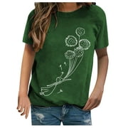 Beach Tops Dandelion Shirts Casual Tee Crewneck Country Graphic Summer T Shirt Short Sleeve for Women 2023 Vintage