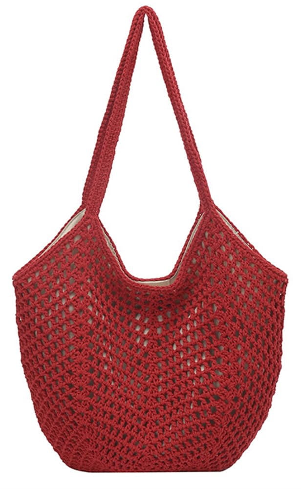 Beach Tote Bag for Women Raffia Crochet Purse Large Summer Hobo Woven Shoulder Handbag for Vacation