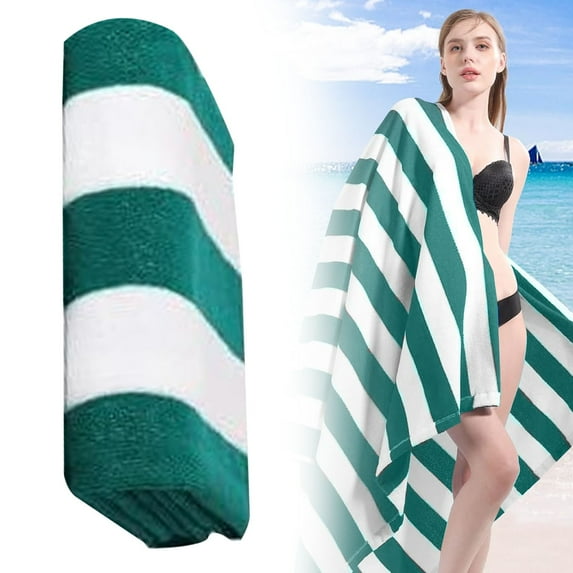 Beach Towel 1 Green 70*150 Soft Absorbent Light Beach Towel Swimming Pool Bathroom Polyester Towel, Polyester Fiber Green