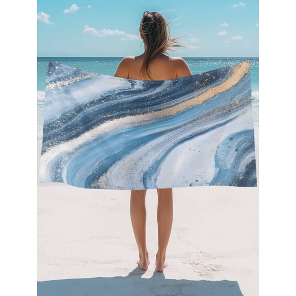 Beach Towel-Abstract Gradient Colorful Wavy MicrofiberAbsorbent Quick Dry Oversized Travel Towels,Blinking Starry Sky Ripples Sand Free Lightweight Large Towel for Pool Camping Swim,35x71in