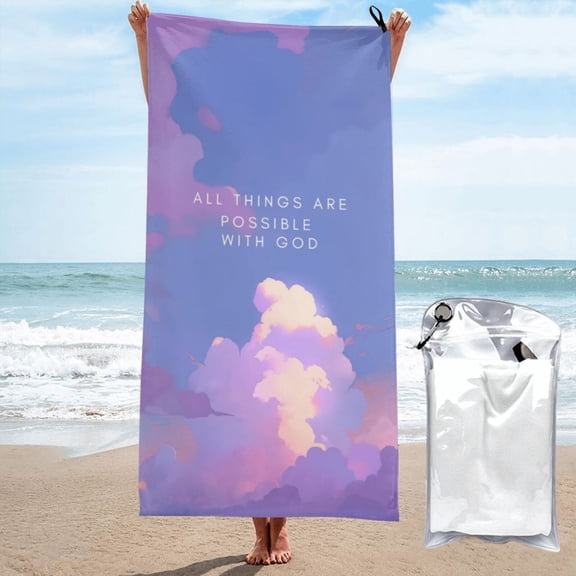 Beach Towel All Things Are Possible With God Towel Decor Stuff Quick Dry Super Absorbent Towel Oversized Sand Free Towel Women Men 27.5"X55"