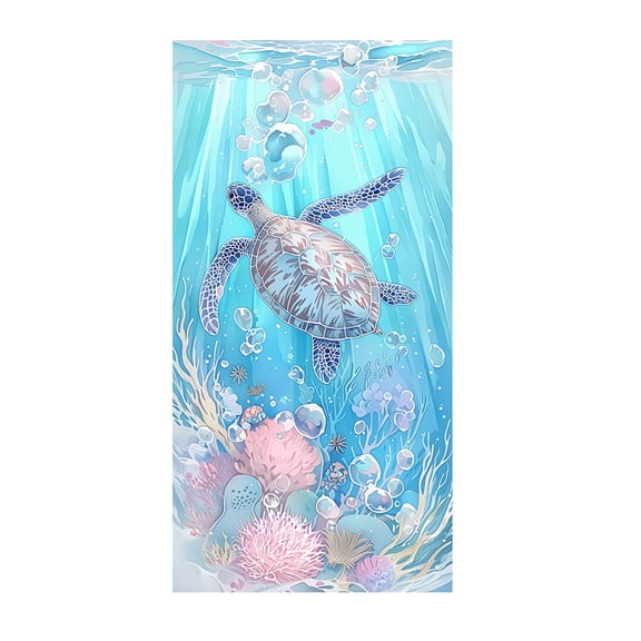 Beach Towel Backpack 2-in-1 Sea Turtle Design 63x31 Inches Bath Towel with Drawstring Storage Bag Flip Unfold Convertible for Swimming Travel Workout