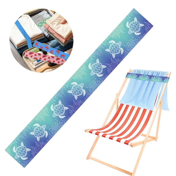 Beach Towel Bands,1Pcs Elastic Towel Ties for Beach Chair,12 x 2 inch Adjustable Organizer Towel Straps,Polyester Ice Silk Towel Bands for Cruise Chairs(B-I)