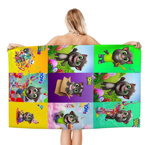 Beach Towel Bath Towels for Talking Tom Kids Boys Girs Gifts Soft & Absorbent for Bathroom Travel Camping Vacation 20×40 inch