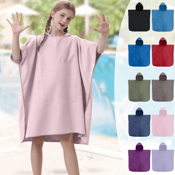 Beach Towel Beach Changing Towel Quick Drying,Absorbent,Soft Breathable Surf Robe Beach Towels With Pocket Hooded Wetsuit Adjustable Sleeves for Surfing Swimming Bathing 23.62x23.62 inch