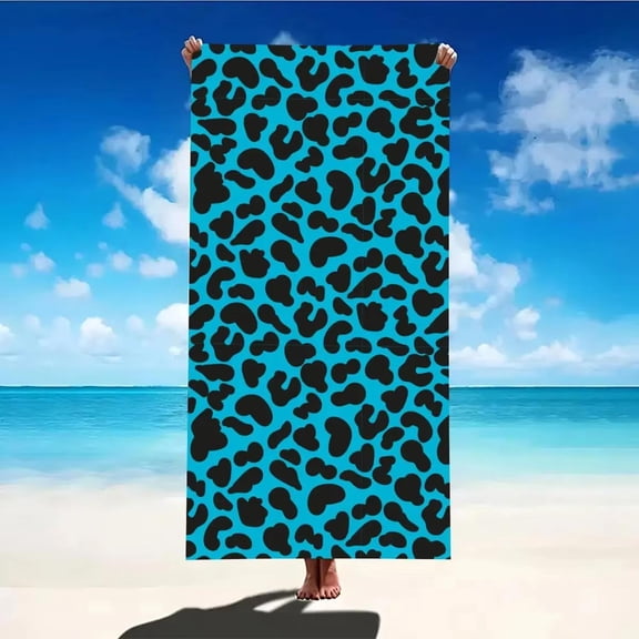 Beach Towel Black Leopard Pattern Sun Protection Windproof Suitable for Beach Pool Camping Travel Beach Blanket