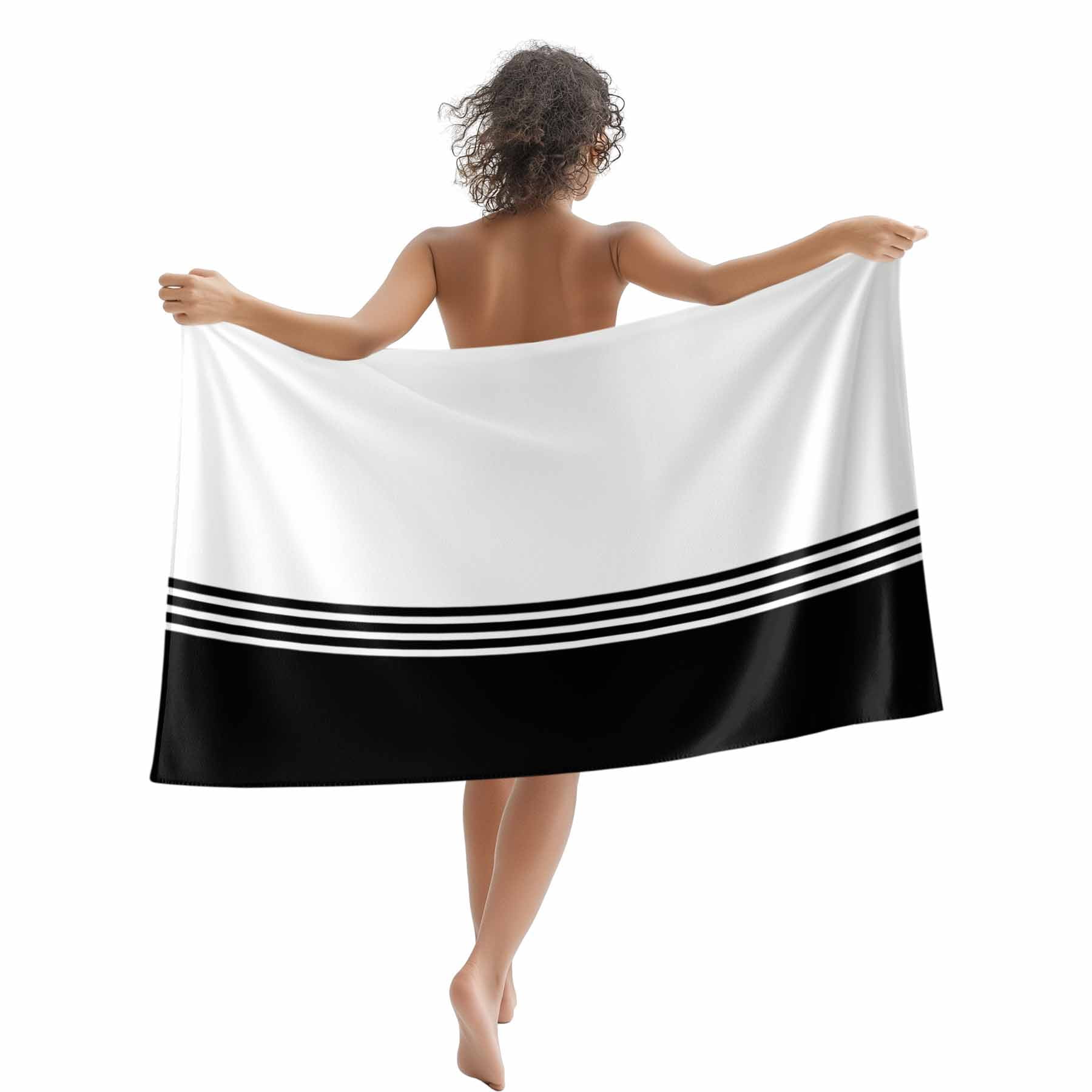 Beach Towel Black White Stripes Bath Pool Towels Minimalist Absorbent Beach Towel Soft Large Quick Dry Lightweight Camping Travel Sports Yoga Gym Swim Towels for Adult 35x70 Inch