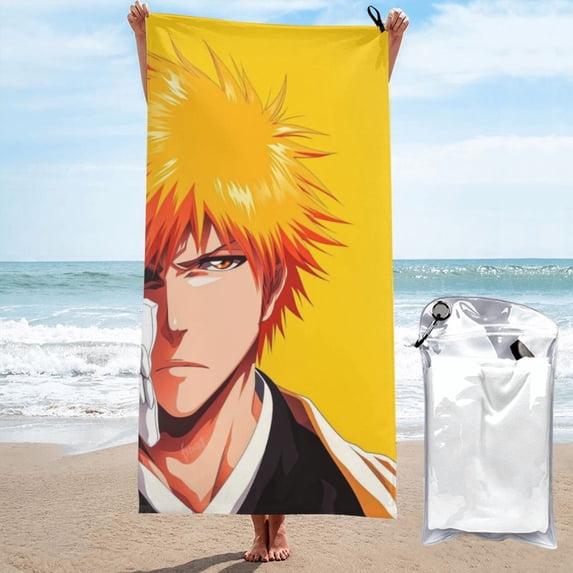 Beach Towel Bleach Kurosaki Ichigo Towel Decor Stuff Quick Dry Super Absorbent Towel Oversized Sand Free Towel Women Men 27.5"X55"