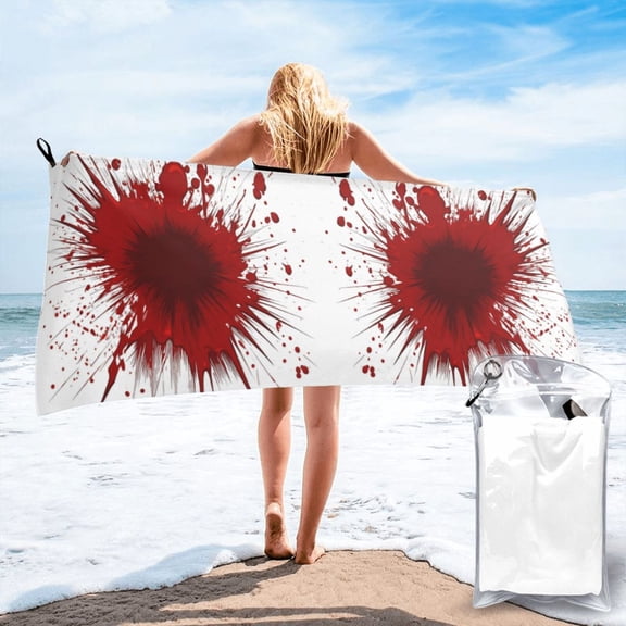 Beach Towel Bloody Splatter Pattern Quick Dry Travel Towel for Beach, Camping, Swim Pool, Gym, Sports& Yoga 27.5"x55"