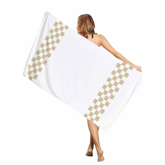 Beach Towel Brown Check Plaid Bath Pool Towels Buffalo Farmhouse Style Pattern Absorbent Beach Towel Soft Large Quick Dry Lightweight Camping Travel Sports Yoga Gym Swim Towels for Adult 30x60 Inch