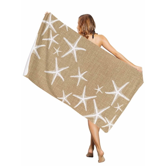 Beach Towel Brown Coastal Starfish Bath Pool Towels Ocean Beach Marine Life Absorbent Beach Towel Soft Large Quick Dry Lightweight Camping Travel Sports Yoga Gym Swim Towels for Adult 30x60 Inch