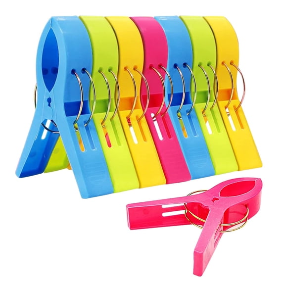 Beach Towel Clips, 8 Pack Beach Clips for Beach Chair Colorful Plastic Clothes Pins for Blankets, Display Artwork