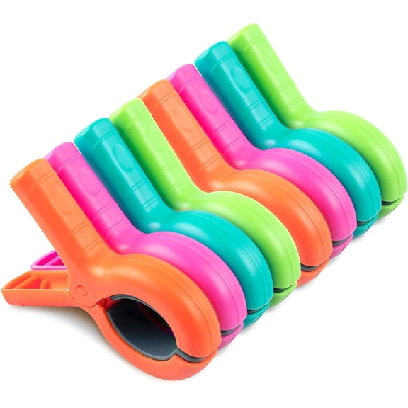 Beach Towel Clips for Beach Chairs, 8 Pcs Towel Holder for Beach Chair Pool Chair on Cruise Essentials, Jumbo Size Heavy Duty Clothes Pins, Beach Chair Clips to Beach Vacation Essentials, 4 Colors