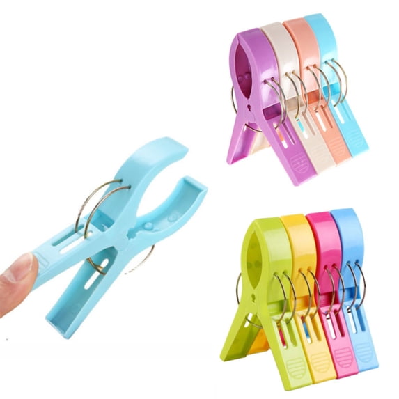 Beach Towel Clips Chair Clips Towel Holder,Plastic Clothes Pegs Hanging Clip Clamps 4Pcs