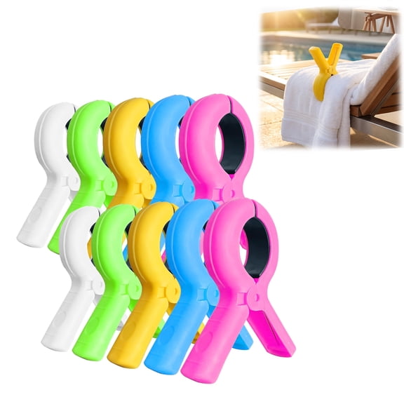 Beach Towel Clips, Towel Clips for Beach Chairs, Beach Chair Clips, Lightweight Portable, 10 Pack