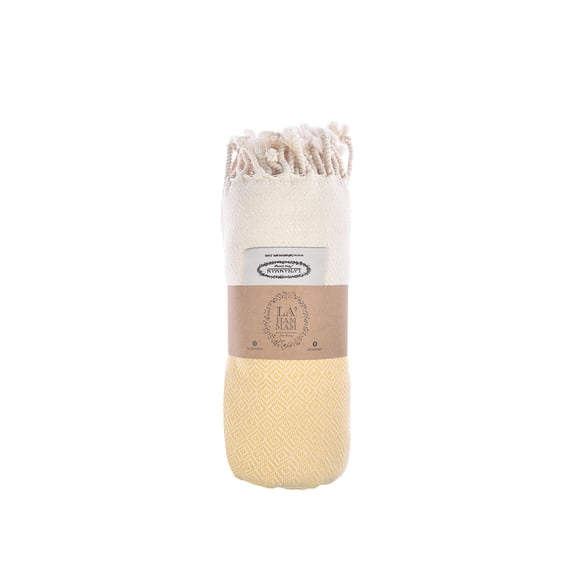 Lahammam Diamond Yellow Premium Turkish Beach Towel Lightweight, Sand-Free, Quick-Dry, Luxury Cotton Towels for Beach, Pool & Travel