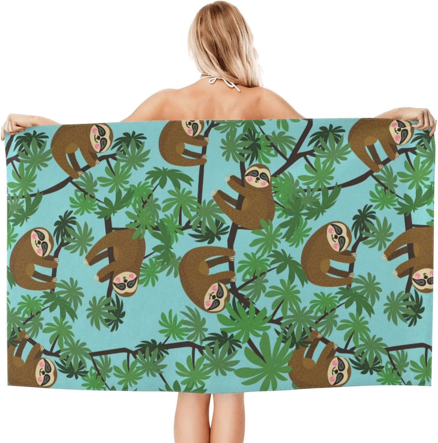 Beach Towel,Cute Sloths Quick Dry Oversized Lightweight Thin Bath Towel