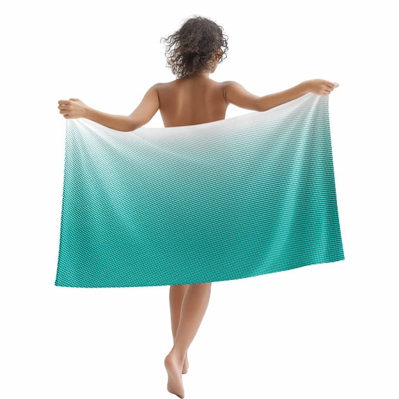 Beach Towel Cyan Polka Dots Ombre Bath Pool Towels Gradient Gradual Color Absorbent Beach Towel Soft Large Quick Dry Lightweight Camping Travel Sports Yoga Gym Swim Towels for Adult 35x70 Inch