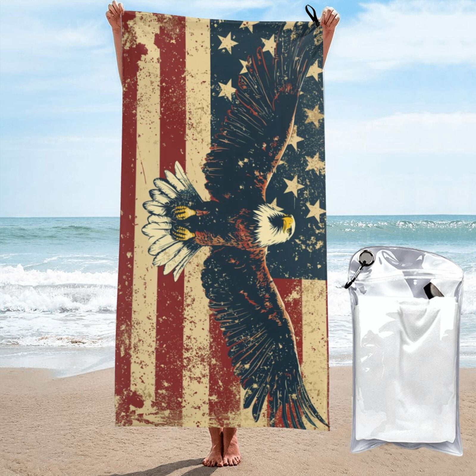 Beach Towel Eagle American Flag Towel Decor Stuff Quick Dry Super ...