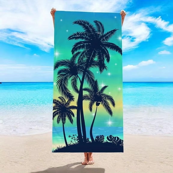 Beach Towel Fashion Palm Tree Pattern Sun Protection Windproof Suitable for Swimming Pool Camping Travel Blanket