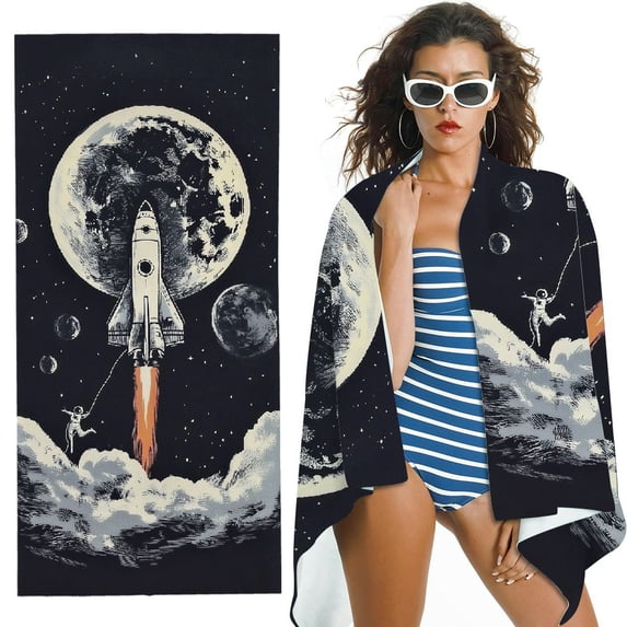 Beach Towel Flying Around The Moon Quick Dry Beach Towels Girl BathTowels for Bathing Swimming Vacation Quick Dry Travel Towel for Women Girls Men Kids Adults 