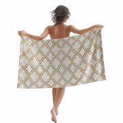 Beach Towel Geometric Lines Bath Pool Towels Luxury Golden Linen Absorbent Beach Towel Soft Large Quick Dry Lightweight Camping Travel Sports Yoga Gym Swim Towels for Adult 35x70 Inch