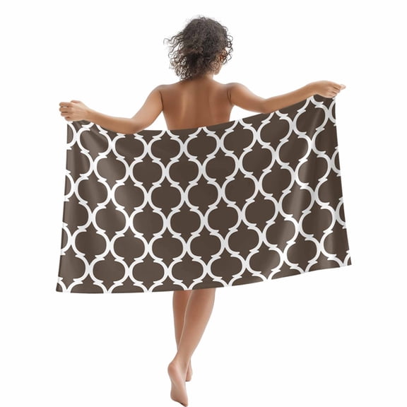 Beach Towel Geometric Morocco Pattern Bath Pool Towels Brown Abstract Absorbent Beach Towel Soft Large Quick Dry Lightweight Camping Travel Sports Yoga Gym Swim Towels for Adult 35x70 Inch