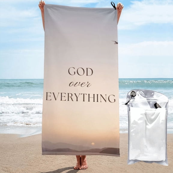 Beach Towel God Over Everything Towel Decor Stuff Quick Dry Super Absorbent Towel Oversized Sand Free Towel Women Men 27.5"X55"