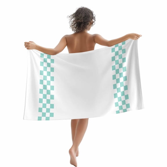 Beach Towel Green Check Plaid Bath Pool Towels Buffalo Farmhouse Style Pattern Absorbent Beach Towel Soft Large Quick Dry Lightweight Camping Travel Sports Yoga Gym Swim Towels for Adult 35x70 Inch