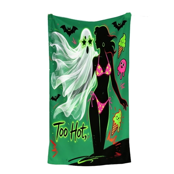 Beach Towel Green Halloween Print Single Pack for Summer Pool Use